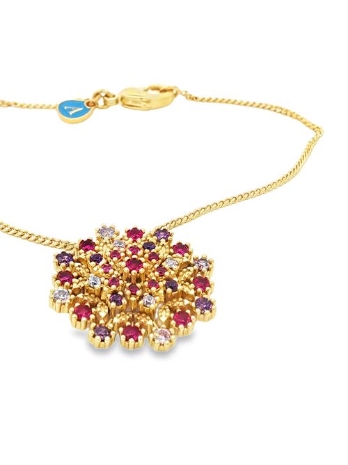Flake gold morganite&ametista&fucsia necklace GOCCIAZZURRA JEWELS | CLFLAKEOROFUCSIA